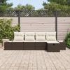 VidaXL Ensemble de Canapé de Jardin 5 Pièces avec Coussins Rattan Poly Marron 3359357