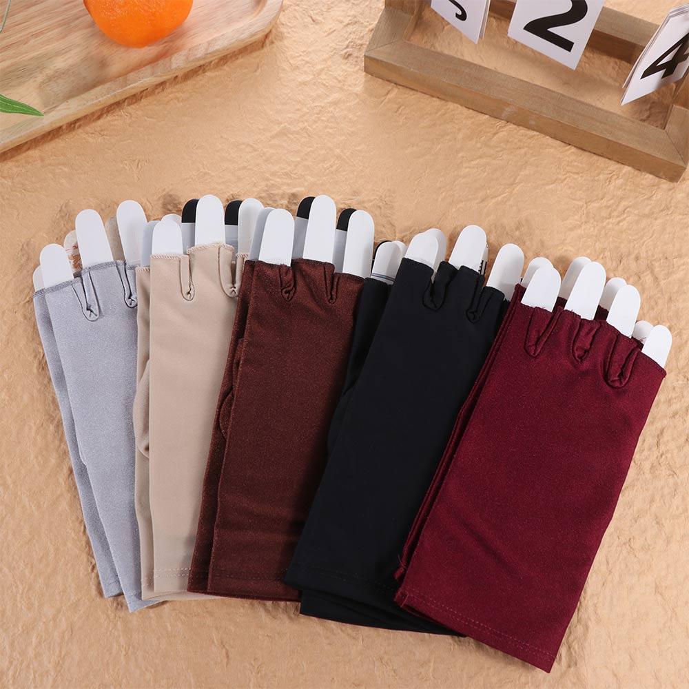 1 Pair Spandex Thin Ice Silk Gloves Semi-finger Half Finger Gloves  Outdoor
