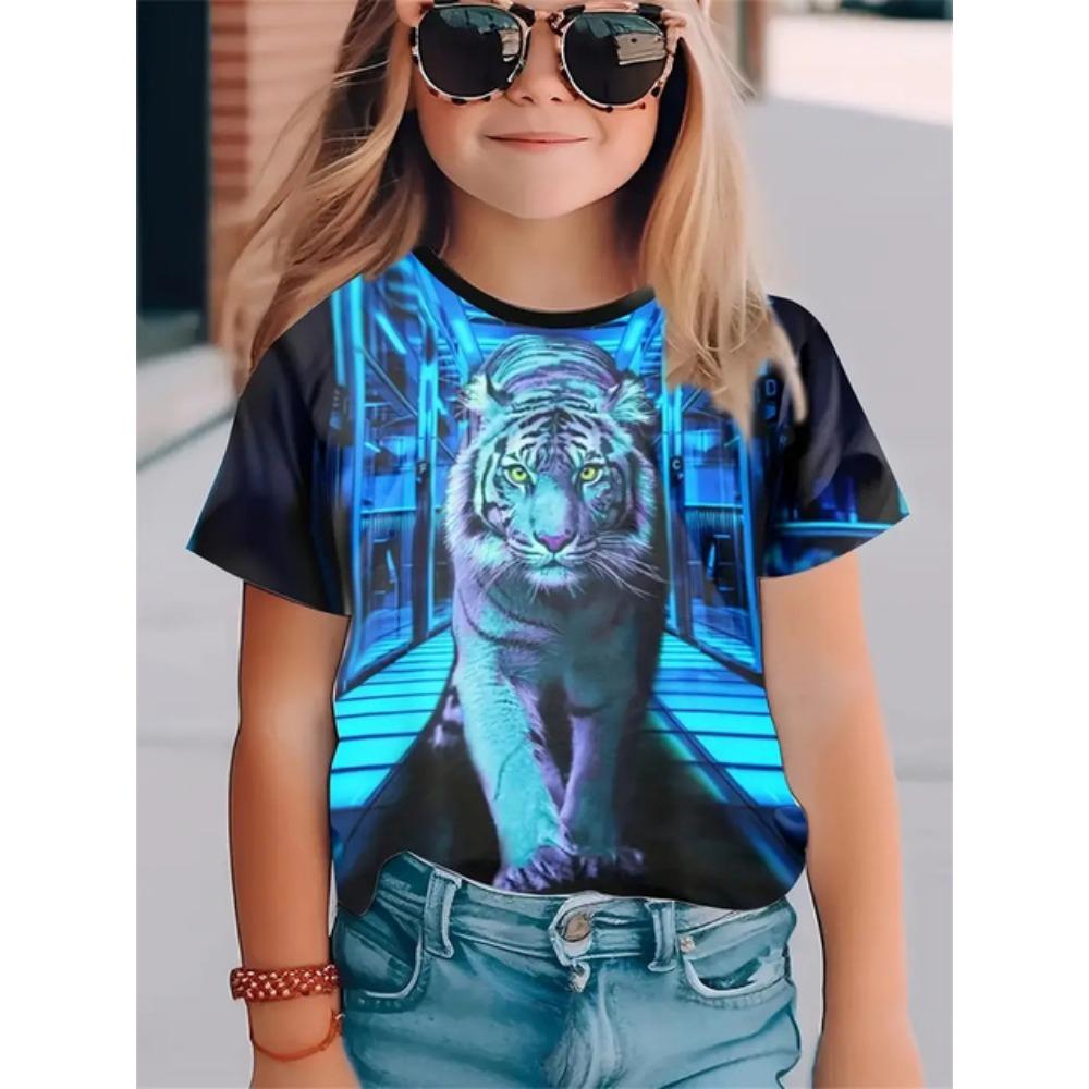 T-shirt da Ragazza Stampa 3D Animali Divertenti 2025 Moda Festival Top a Maniche Corte T-shirt Casual Abbigliamento da Ragazza
