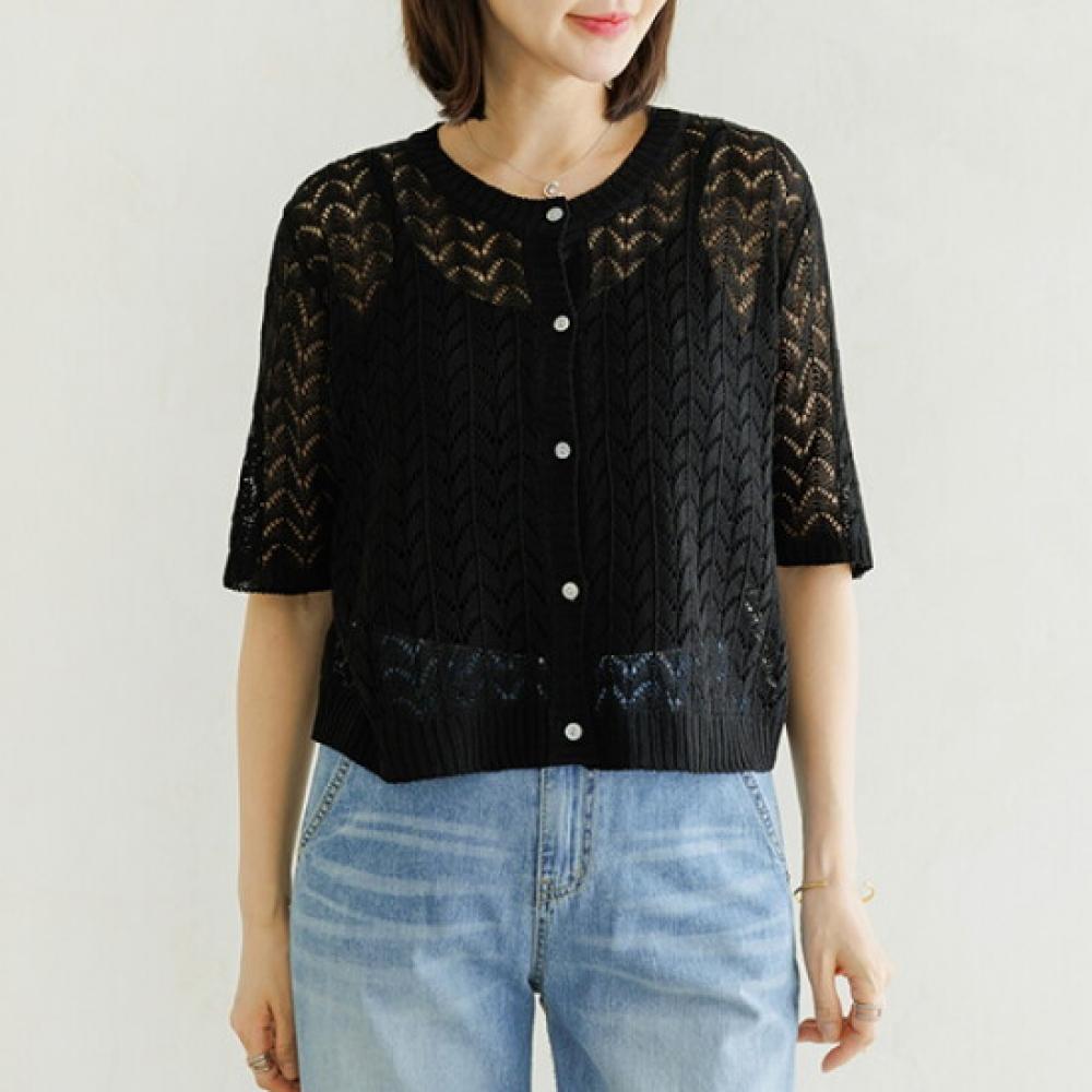 Dedra Knitted Short Sleeve Cardigan 100size Caf3004