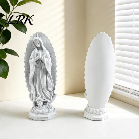 Mixed Style Interior Decor Our Lady of Guadalupe Religious Statue, Virgin Mary Figurine, Resin Sculpture, Vintage Texture Sculpture Inspirational Art