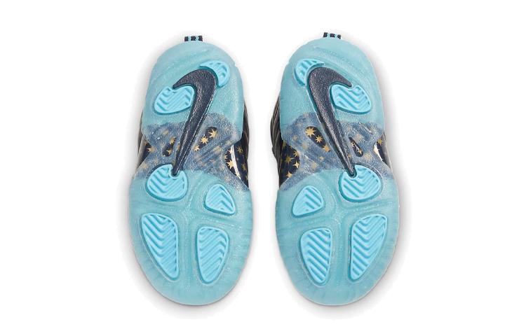 Kids' Sneakers Nike Air Foamposite One Obsidian Metallic Gold (TD) Obsidian/Baltic Blue-Metallic Gold