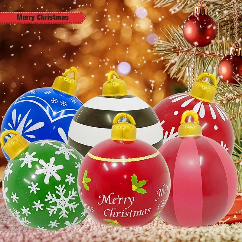 2025 Christmas 60cm Balls Decoration Outdoor Indoor Light Up LED Christmas Decoration Balloons Inflatable Toy Balls