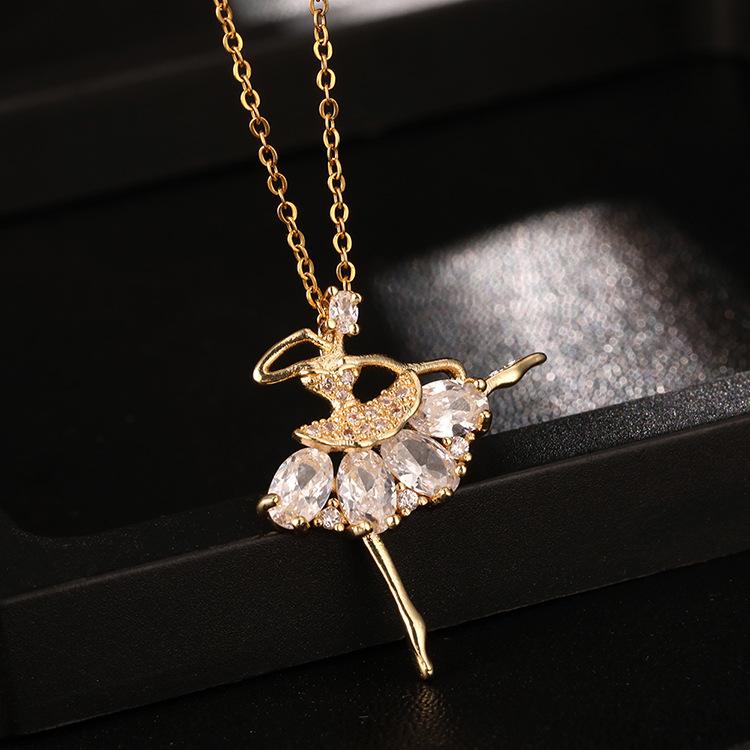 

Colorful Zircon Angel Girl Dancing Necklace Pendant Fresh Sweet Fashion Jewelry