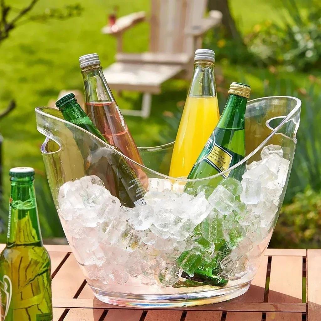 Neuer 4L/8L Klarer Kunststoff Eiswürfel-Aufbewahrungseimer oder Eisbehälter für Champagnerflaschen Bar-Dekoration für Zuhause Küche Bar Café