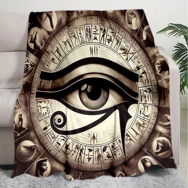 1PC Egyptian theme printed blanket, all season lightweight home office outdoor nap multifunctional blanket A4