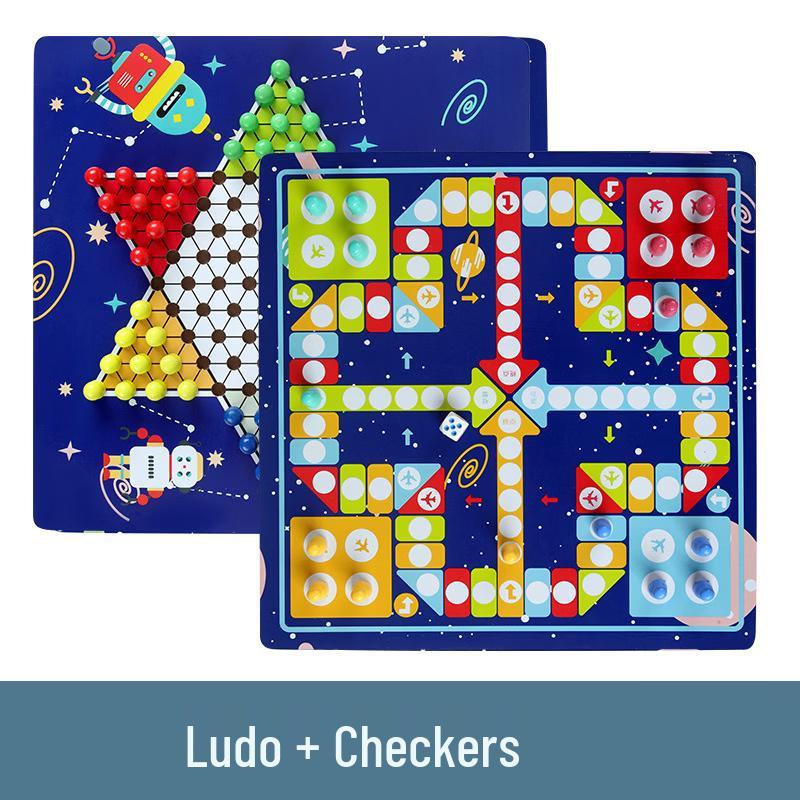 Wooden Ludo & Chinese Checkers 2-in-1 Game Set