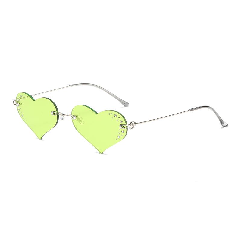 Cycling Fashion Heart Shaped Ocean Glass Sunglasses Ultra Light Popular Diamond Frameless Glasses Street Shooting Eyeglasses