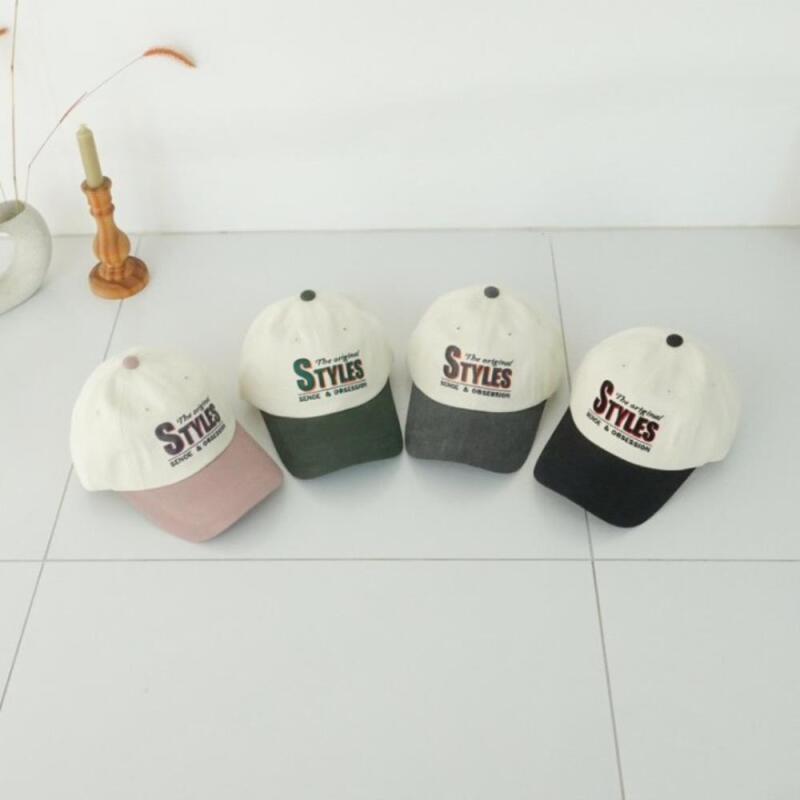 Women s Style English Lettering Color Block Ball Cap C5355_Pink