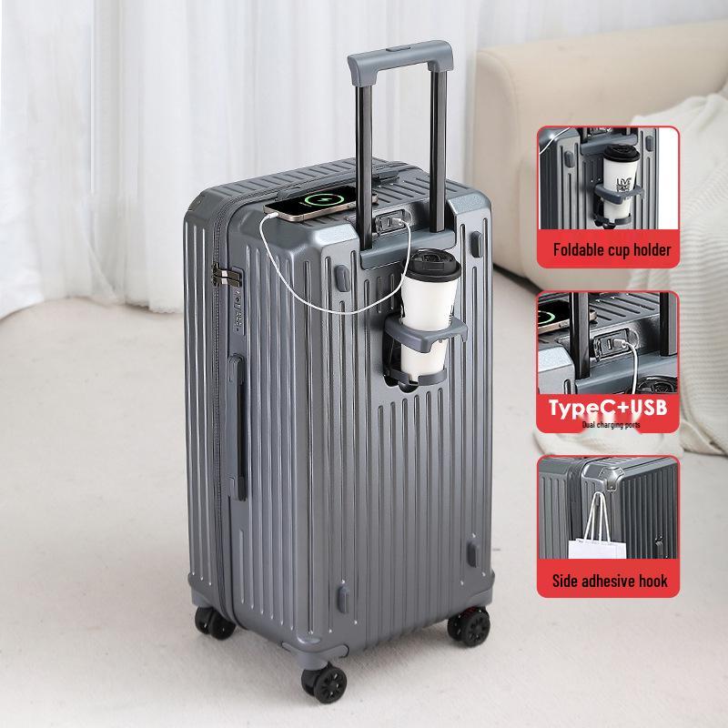 28-inch Women's Multifunctional Travel Suitcase with Charging Port and Large Capacity