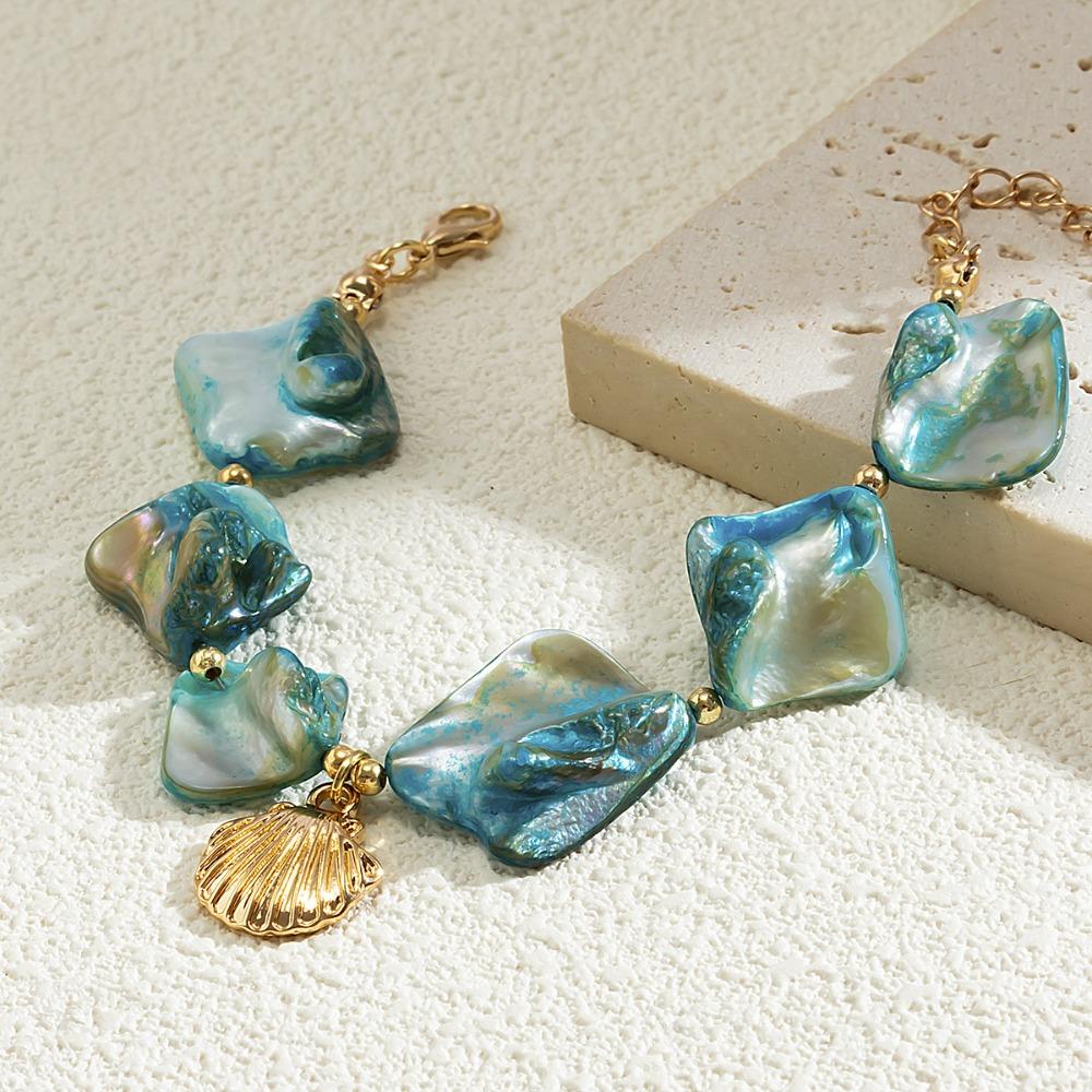 Colorful Pearl Bracelet Shell Bohemian Geometry Bangle Trendy Beaded Chain Bracelet  Gifts