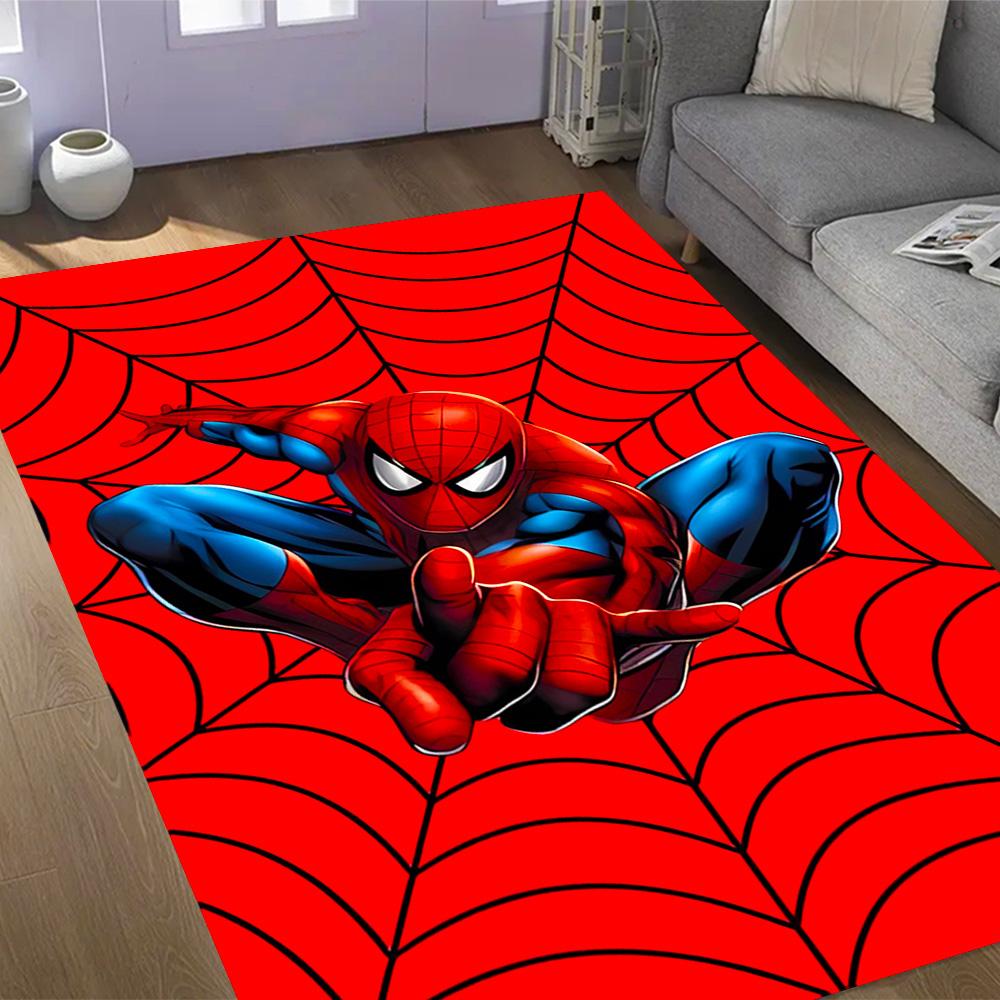 Spider-Man Red Background Non-Slip Rug - Polyester, Home Decor, Suitable for Bedrooms, Living Rooms, Entryways, and Studios