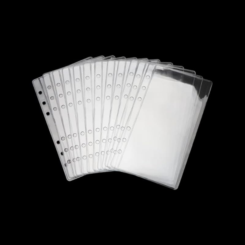 A6 Binder Pockets 12pcs Clear PVC Binder Pouches 6 Holes Zipperless Side Open Cash Budget Envelopes Waterproof Document Filing Bags for A6 Binder A6 Inches 4150₽