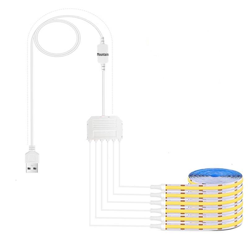 5V COB LED Strip Light Set with Touch Sensor Switch for Wardrobe or Display Cabinet