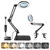 2024 New 2-in-1 10x Magnifying Glass with Stand and LED Light, Perfect for Work, Tabletop, 360° Angle Adjustment, Continuously Dimmable, Clip-on Compa