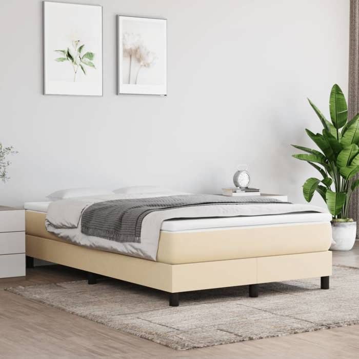 Exclusive House - Slatted Bed Base with Cream Mattress 120x190 Cm Fabric