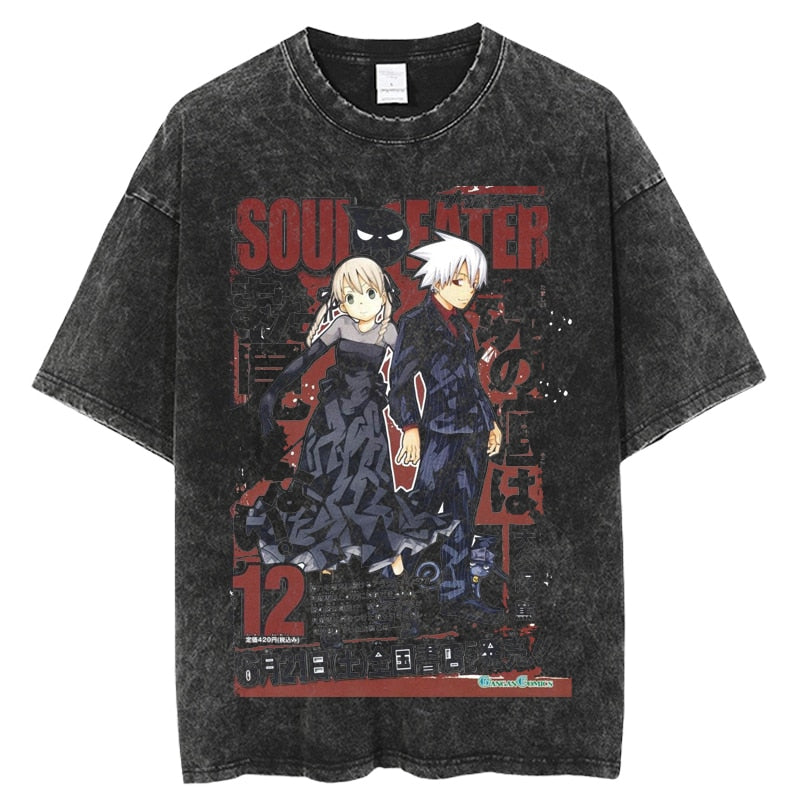 

ANIME MANGA SOUL VINTAGEA Washed TShirt Japanese hot Anime hot product Couples Streetwear Trendy Classic Comfortable Harajuku 2XL