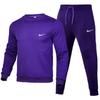 Mens Long Sleeve Crew Neck Tracksuit Solid Color Print Casual Sportswear Set Daily Wear