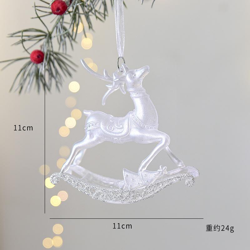 1Pcs Christmas Pendants Decoration Glitter Xmas Tree Snowflake Elk Candy Hanging Ornaments For Home New Year 2023 Navidad Gifts