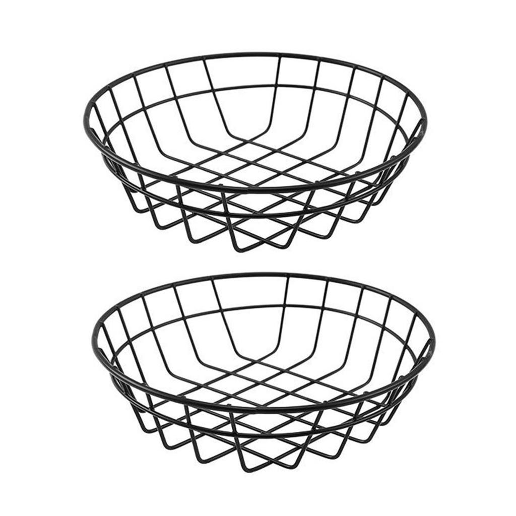 2Pcs Iron French Fries Storage Basket Hollow Design for Snacks Fruit Dessert Bread Chips Serving Home Hotel Party Decorative