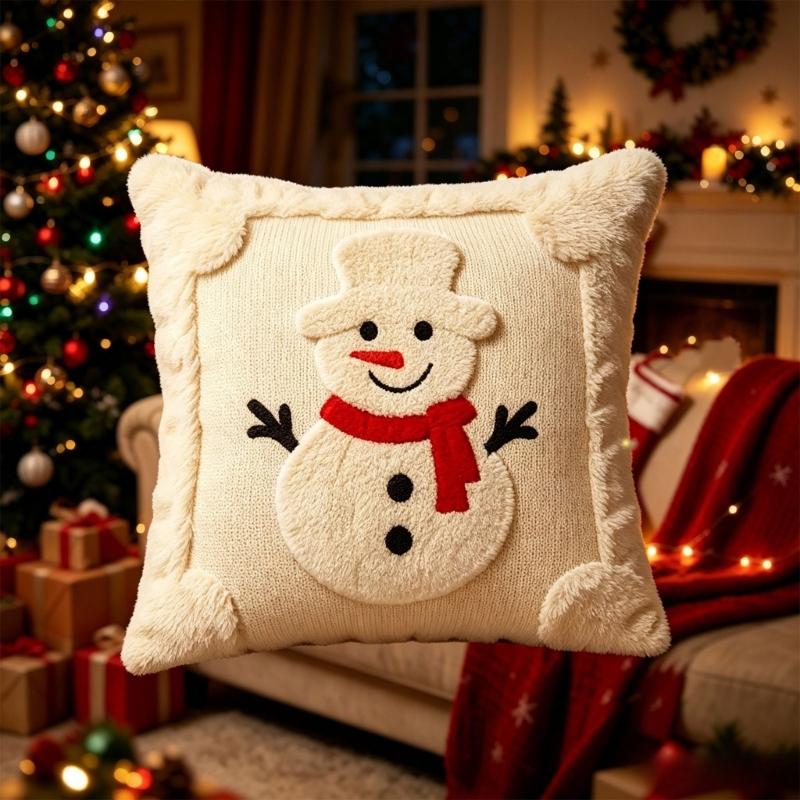 Bedroom Chair Accent Pillow Cover for Sofa Couch Use, Soft Christmas Throw Pillowcase 45cm/17.7inch Indoor Style