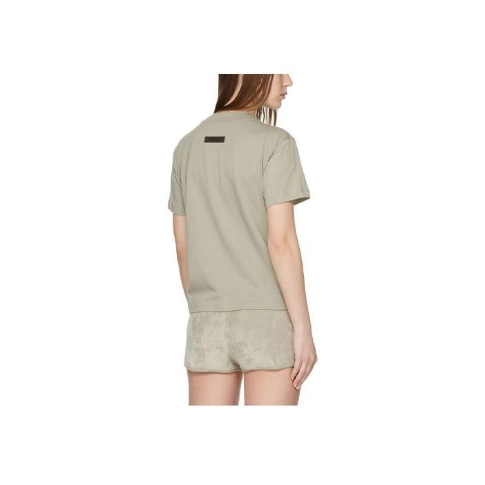 Fear Of God Essentials SS22 Seafoam Logo Print Solid Color Short Sleeve T-Shirt Women Tops Gray-Green FOG-SS22-287
