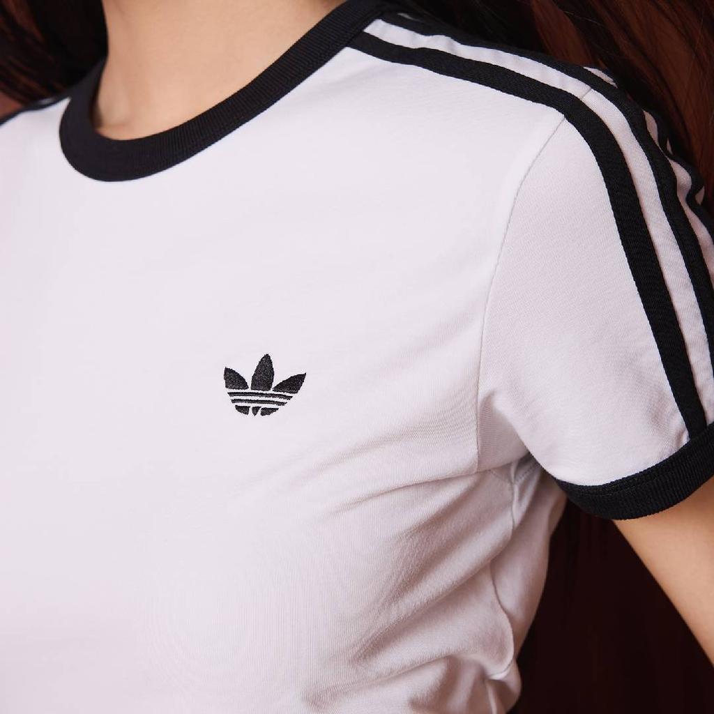 adidas Originals 3 Stripes Casual Round Neck Slim Fit Short Sleeve T-Shirt Women Tops KD3683