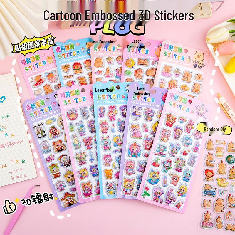 3D Capybara Lasergeprägter Kristallaufkleber für Kinder DIY Dekoration