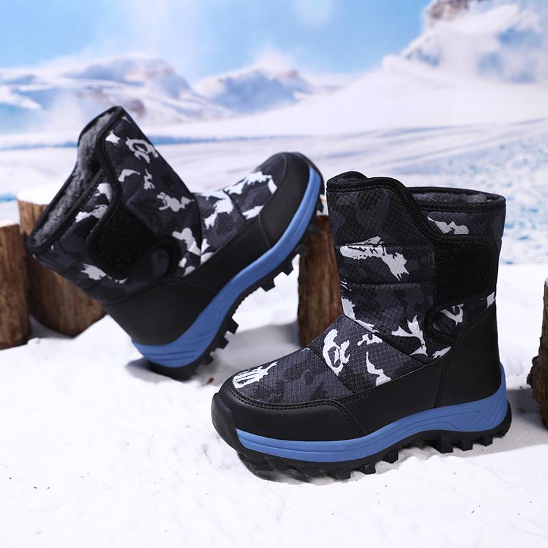 Winter Children's Fashionable Velvet Warm Casual High Top Cotton Shoes Ice Claw Snow Boots Mountain Climbing Cotton Boots 31-40