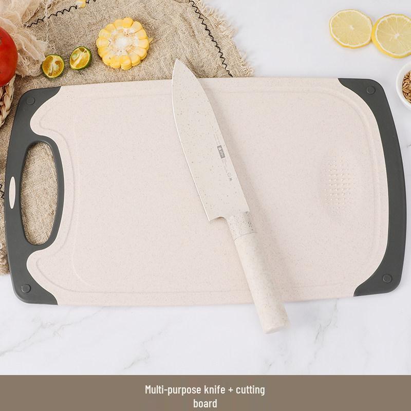 Wheat Cutting Board & Knife Set for Kitchen and Baby Food Prep