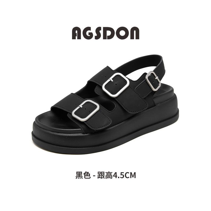Augustine platform sports sandals women's 2025 new summer wear French white flat-bottomed casual cool slippers
