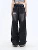 Gothic Black Jeans High Waist Vintage Women Korean Fashion Y2k Streetwear Ripped Pants Female Harajuku Casual Wide Leg Denim Trousers