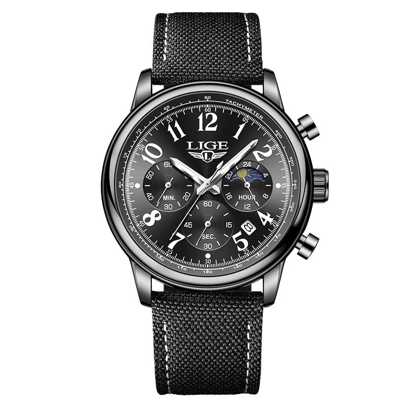 Stylish Mens New Watch Lige Casual Leather Quartz Watch Automatic Calendar Luminous Waterproof Watch