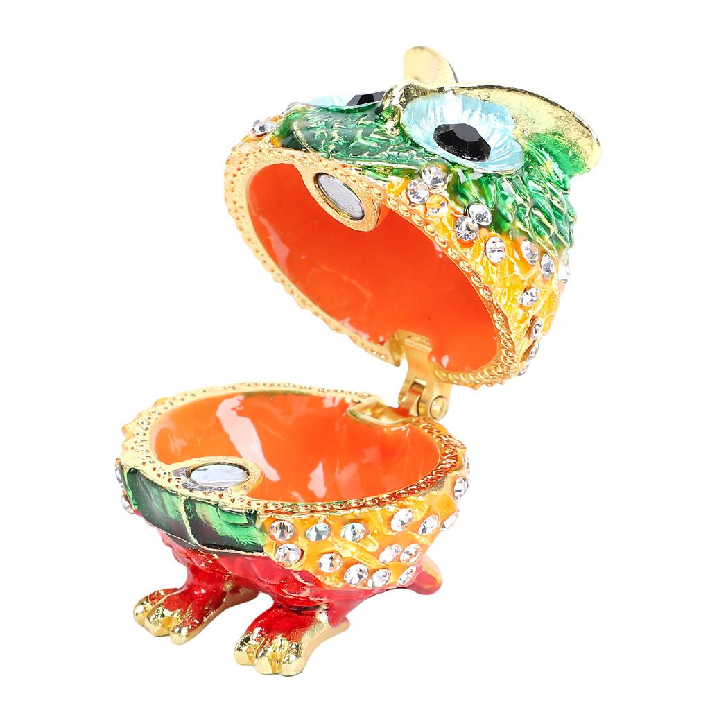 Owl Trinket Box Animal Jewelry Box for Rings Earrings Owl Figurine Home Decor Zinc Alloy Green Orange