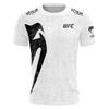 Camiseta UFC Masculina Preto e Branco Clássica de Manga Curta Estampa 3D Camisetas de Verão Casuais Gola O Jersey Boxe Fitness Treinamento Camisetas
