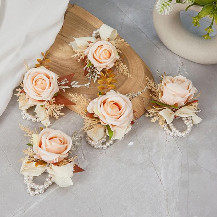 Realistic Wedding Corsages Wrist Flower Elegant Artificial Flower Bouquet for Bride and Bridesmaids in Vintage Styles