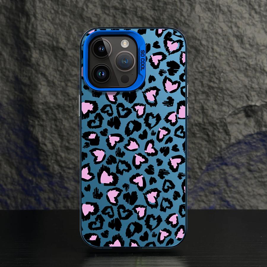 

Чехол для iPhone 17 Air 11 12 13 Pro Max 14 15 16 Plus 16e Мягкий чехол Леопардовый принт Розовое Сердце iPhone 15