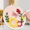 CHENISTORY DIY Punch Needle Embroidery Kit Floral Pattern with Embroidery Hoop for Beginners Adults Decor Craft Gift