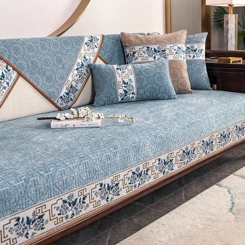 Classical Style Sofa Cushion Four Seasons Universal Non-slip Fabric Cushion All-inclusive Full Cover Dirty-resistant Leather Sofa Cover