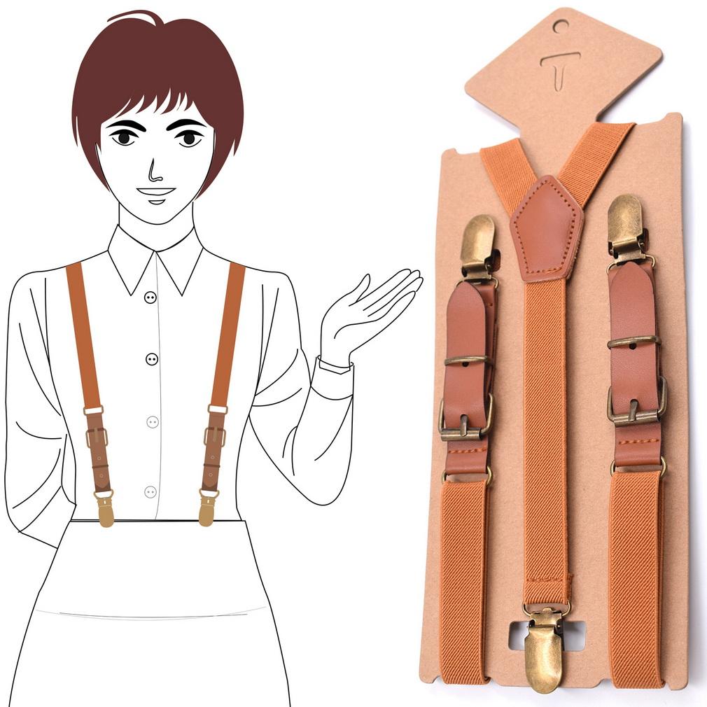 Unisex Y Back Suspenders 3 Clips Adjustable Elastic Braces for Adult Kids
