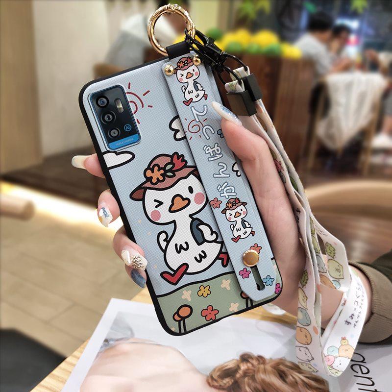Durable Anti-dust Phone Case For ZTE Blade A71/Optus X Swift 5G Cute Kickstand Phone Holder Soft case Lanyard Anti-knock