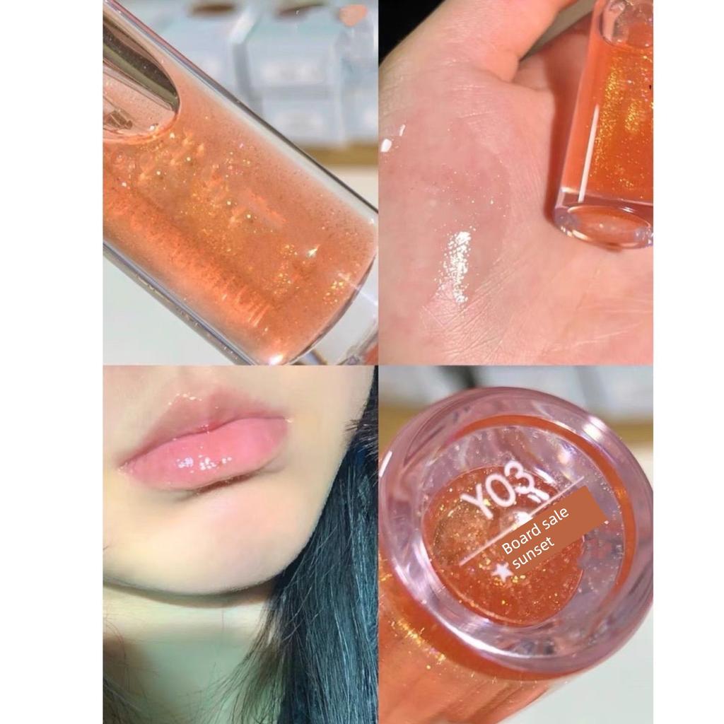 Crystal Clear Transparent Lip Care Oil Glass Transparent Lip Gloss Moisturizing Lip Base Moisturizing Pearl with Flash Lip Lacquer Color Suit
