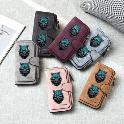 Cool Wild Boar Printed Long Wallet Forever Fashion PU Leather Multi Card Casual Purse