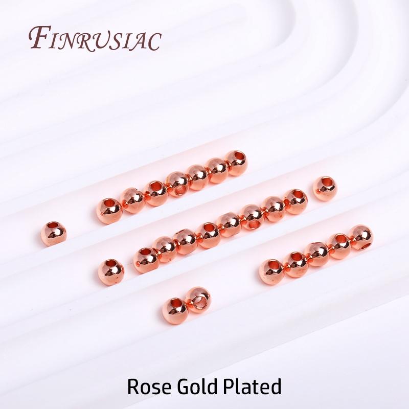2/2.5/3/4/5/6MM Round Seamless Beads 14K Gold Plated Metal Smooth Spacer Beads For Bracelet High Quality DIY Jewelry Accessories