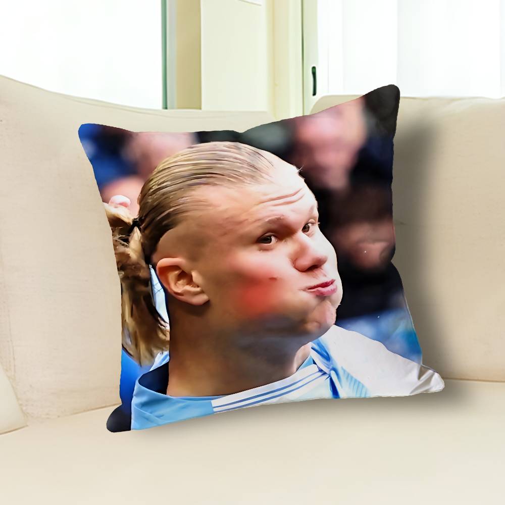 Funny H-Haaland Meme Pillow Case Modern Home Decorative Cozy Plush Pillowcase For Living Room Bedroom Sofa