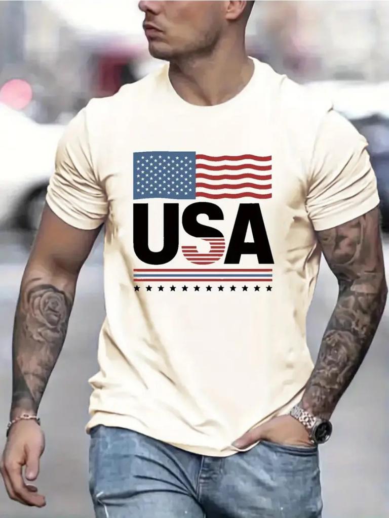 Summer Daily Casual Men's T-Shirt Fashion Letter 3D Printed Round Neck Short Sleeve Loose Comfortable Short Sleeve
