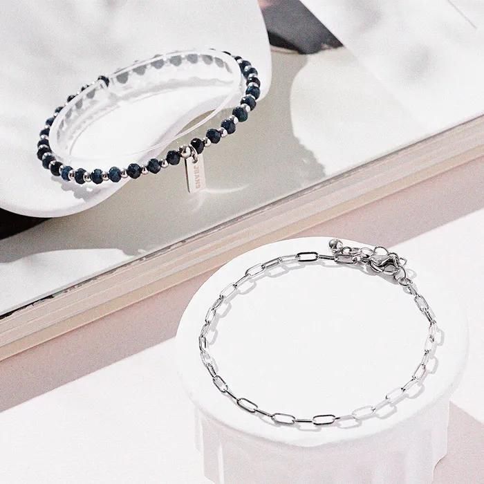 Deep Blue Rondel Cut 685 06 Slim Chain 1080 Bracelet Set (C2503-SE454_NA)