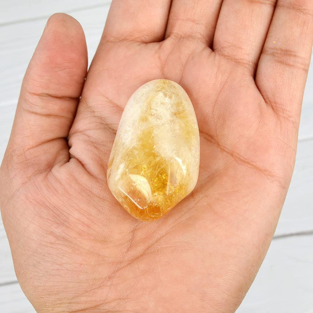 Reiki Crystal Products Honey Citrine Brazilian Tumble Stone | Natural Citrine Crystal for Wealth, Success & Positive Energy | Healing Stone for R