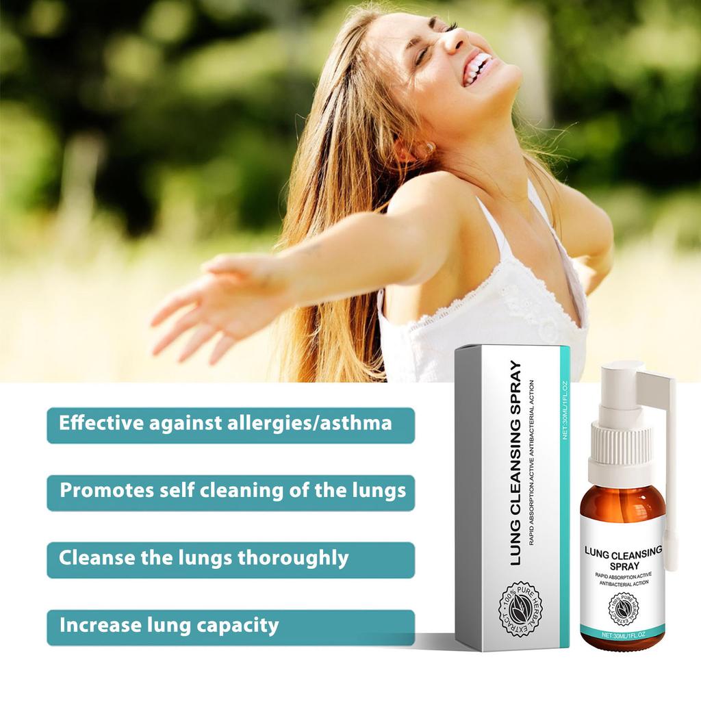 2pcs Lung Cleansing Spray 30ml Safety Relief Dry Itch Lung Health Support Spray for Respiratory