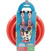 Kufer na zabawki Tataway Zestaw 5 sztuk dla niemowląt z plastiku czerwono-niebieskiego Disney, Talerzyki Mickey Mouse, Sztućce szklane